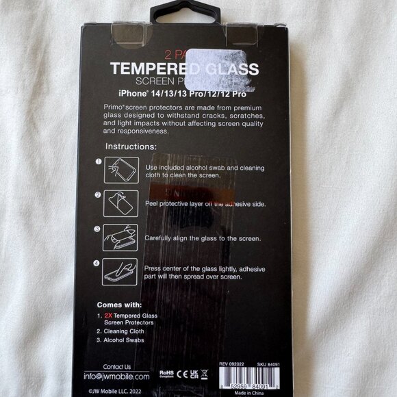 NWT Primo Apple iPhone 14 Tempered Glass Screen Protector, Ultra Thin, Pack of 2 - Picture 7 of 11